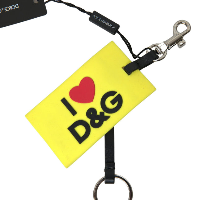 Dolce & Gabbana Yellow Silicone DG Logo Gold Brass Keyring Keychain