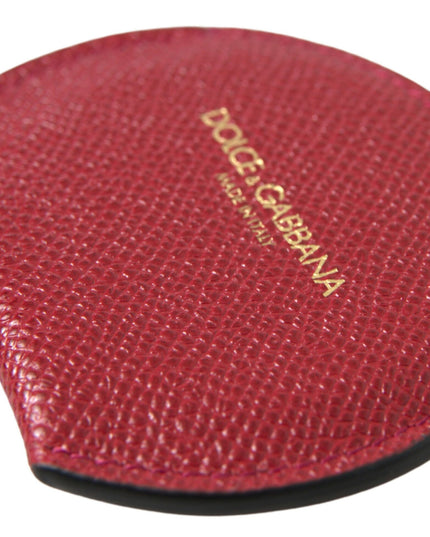 Dolce & Gabbana Red Calfskin Leather Round Hand Mirror Holder