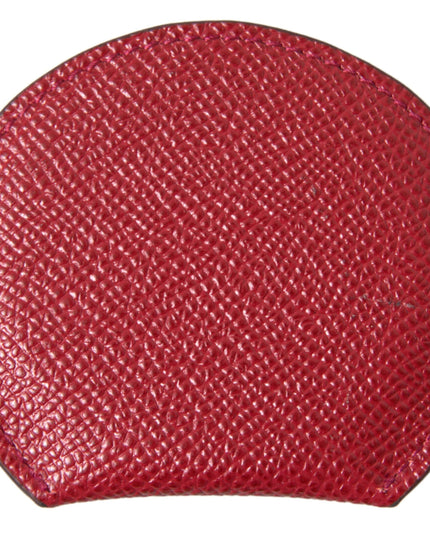 Dolce & Gabbana Red Calfskin Leather Round Hand Mirror Holder