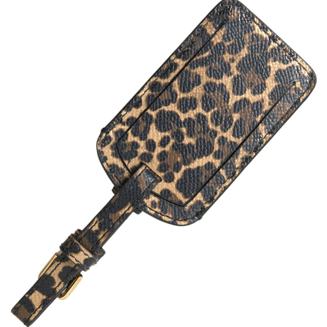 Dolce & Gabbana Multicolor Leopard Dauphine Leather DG Logo Luggage Tag