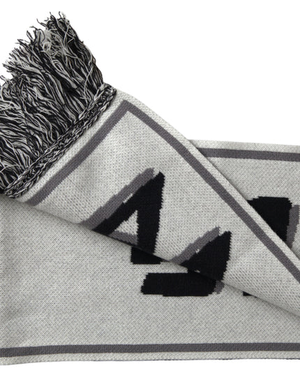 Dolce & Gabbana Gray Cashmere Knitted Wrap Shawl Fringe Scarf