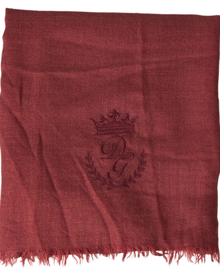 Dolce & Gabbana Maroon Cashmere Knit Wrap Shawl Fringe Scarf