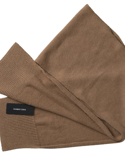 Dolce & Gabbana Brown Knitted Camel Wrap Shawl Foulard Scarf