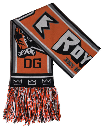 Dolce & Gabbana Multicolor Wool DG Royals Wrap Fringe Scarf