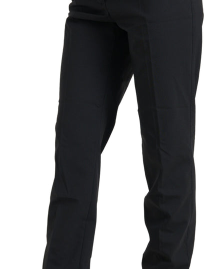 Dolce & Gabbana Black Wool High Waist Tapered Pants