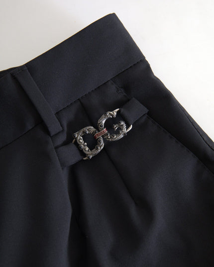 Dolce & Gabbana Black Wool High Waist Tapered Pants