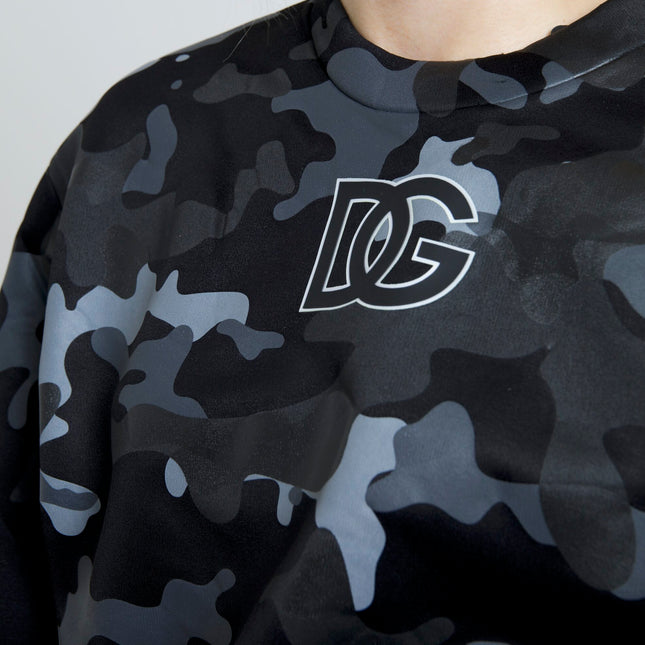Dolce & Gabbana Black Camouflage Round Neck Sweatshirt Sweater