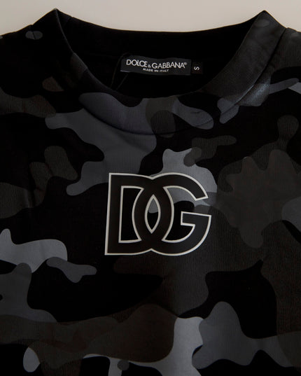 Dolce & Gabbana Black Camouflage Round Neck Sweatshirt Sweater