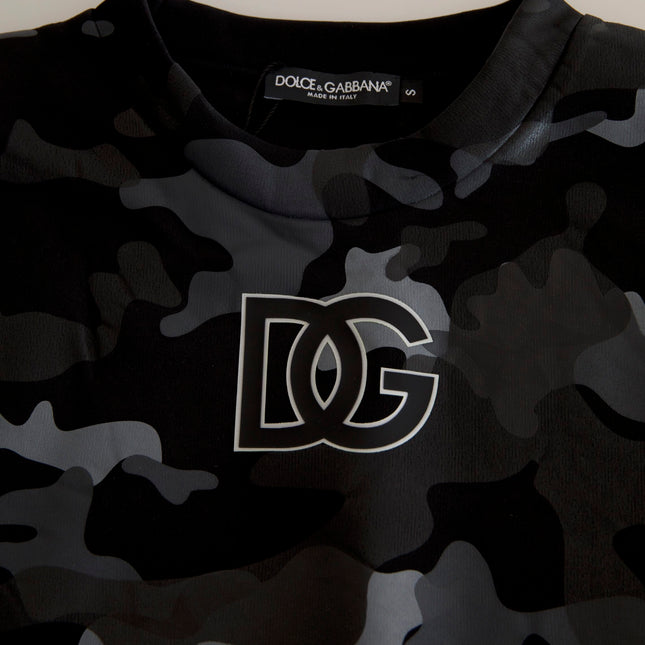 Dolce & Gabbana Black Camouflage Round Neck Sweatshirt Sweater
