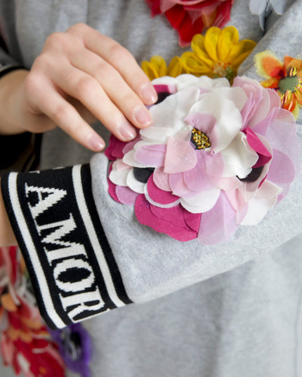 Dolce & Gabbana Gray DG Amore Queen Floral Pullover Sweater