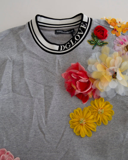 Dolce & Gabbana Gray DG Amore Queen Floral Pullover Sweater