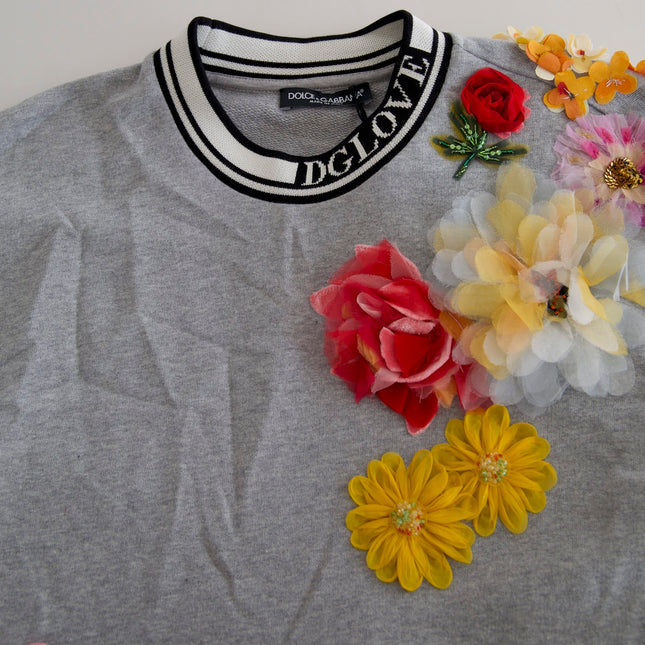 Dolce & Gabbana Gray DG Amore Queen Floral Pullover Sweater