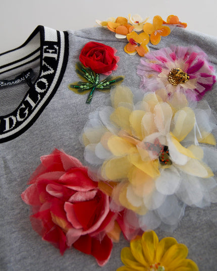 Dolce & Gabbana Gray DG Amore Queen Floral Pullover Sweater