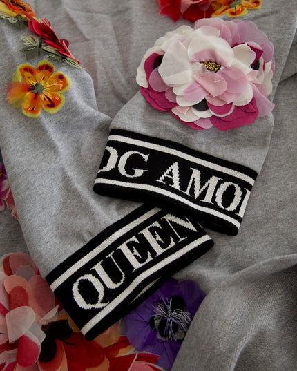Dolce & Gabbana Gray DG Amore Queen Floral Pullover Sweater
