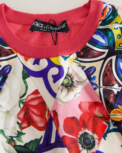 Dolce & Gabbana Multicolor Majolica Floral Crew Neck Tank Top