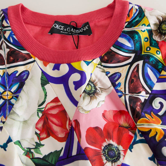 Dolce & Gabbana Multicolor Majolica Floral Crew Neck Tank Top
