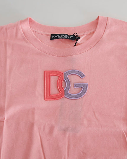 Dolce & Gabbana Pink Cotton DG Logo Crew Neck Tank T-shirt
