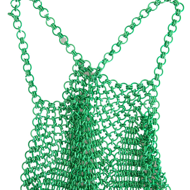 Dolce & Gabbana Green Aluminum Sleeveless Halter Cropped Tank Top