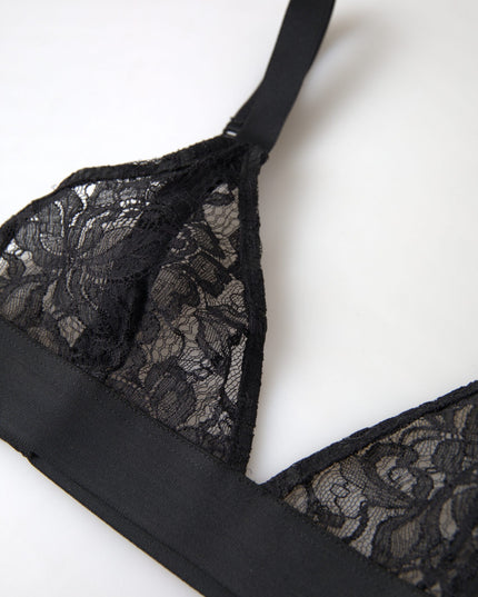 Dolce & Gabbana Black Floral Lace Nylon Stretch Bra Underwear