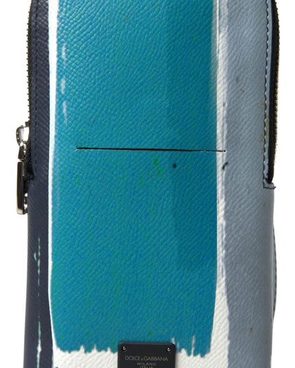 Dolce & Gabbana Blue Leather Purse Crossbody Sling Phone Bag Unisex