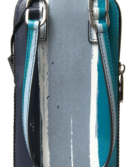 Dolce & Gabbana Blue Leather Purse Crossbody Sling Phone Bag Unisex