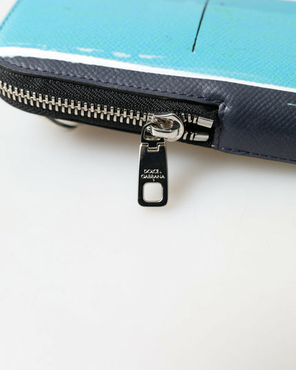 Dolce & Gabbana Blue Leather Purse Crossbody Sling Phone Bag Unisex