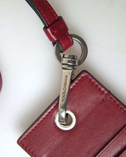 Dolce & Gabbana Red Leather Lanyard Logo Slim Card Holder Men Wallet