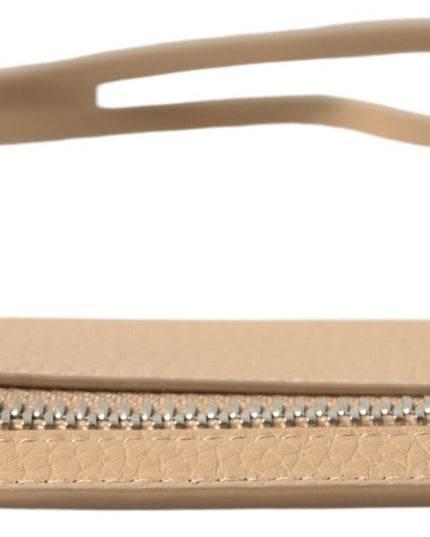 Dolce & Gabbana Beige Leather Lanyard Logo Card Holder Men Wallet