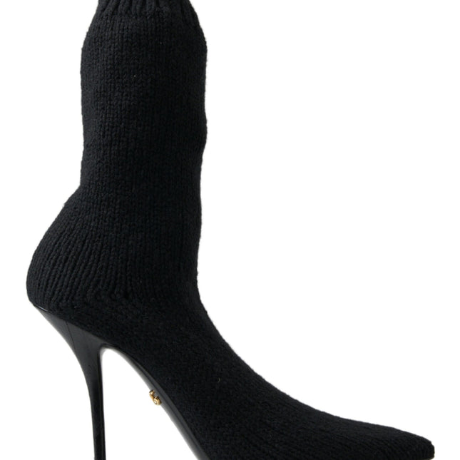 Dolce & Gabbana Black Stiletto Heel Mid Calf Women Boot Shoes
