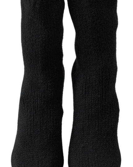 Dolce & Gabbana Black Stiletto Heel Mid Calf Women Boot Shoes