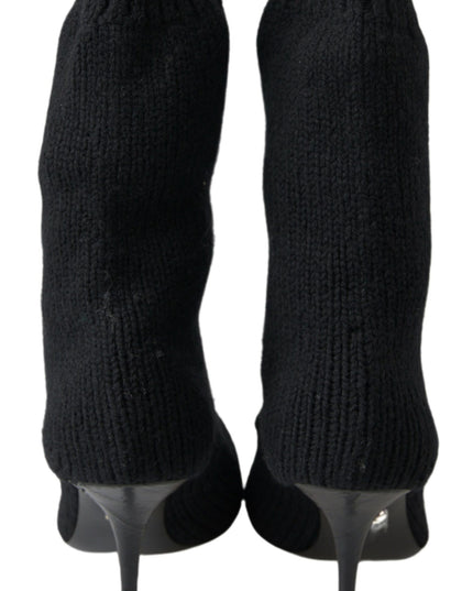 Dolce & Gabbana Black Stiletto Heel Mid Calf Women Boot Shoes