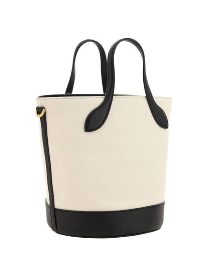 Bally White and Black Leather Bucket Bag