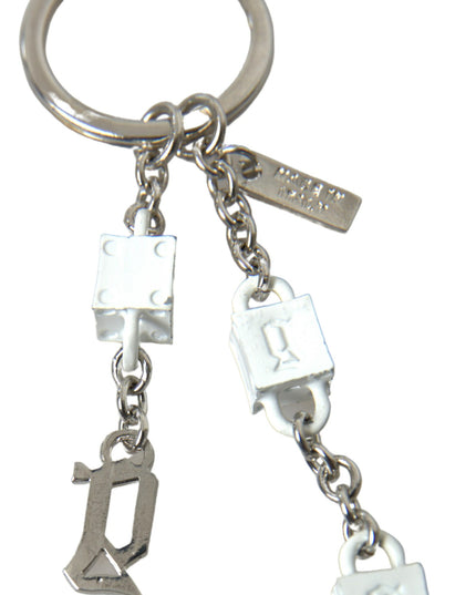 Dolce & Gabbana Silver Tone Metal DG Logo Engraved Keyring Keychain