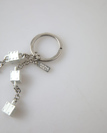 Dolce & Gabbana Silver Tone Metal DG Logo Engraved Keyring Keychain