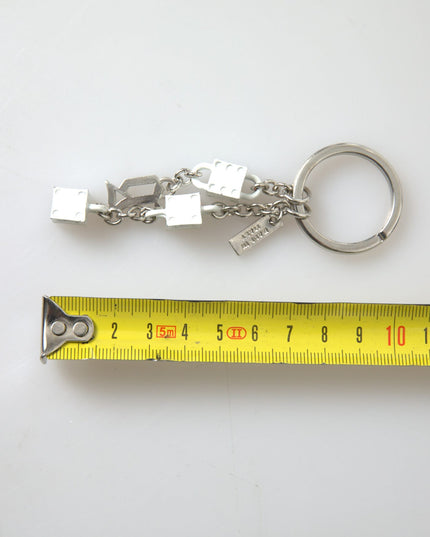 Dolce & Gabbana Silver Tone Metal DG Logo Engraved Keyring Keychain