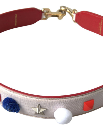 Dolce & Gabbana White Leather Studded Bag Shoulder Strap