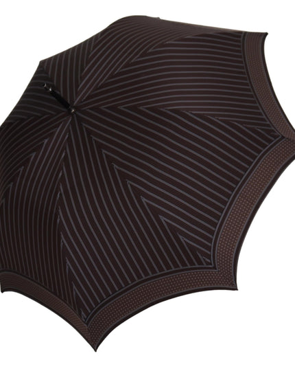 Dolce & Gabbana Brown Striped Leather Handle Collapsible Sartoria Umbrella