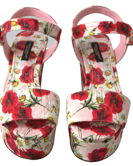 Dolce & Gabbana Multicolor floral print Wedges Floral Ankle Strap Sandals