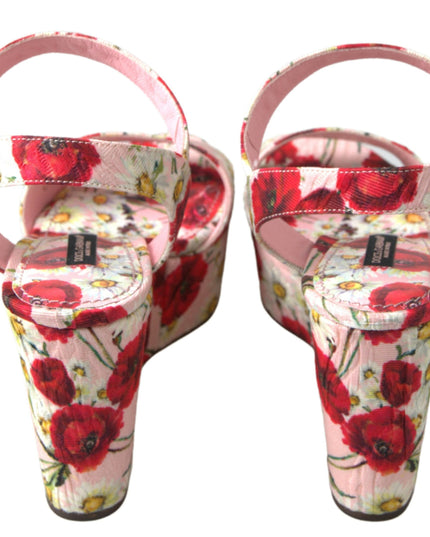 Dolce & Gabbana Multicolor floral print Wedges Floral Ankle Strap Sandals
