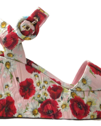 Dolce & Gabbana Multicolor floral print Wedges Floral Ankle Strap Sandals