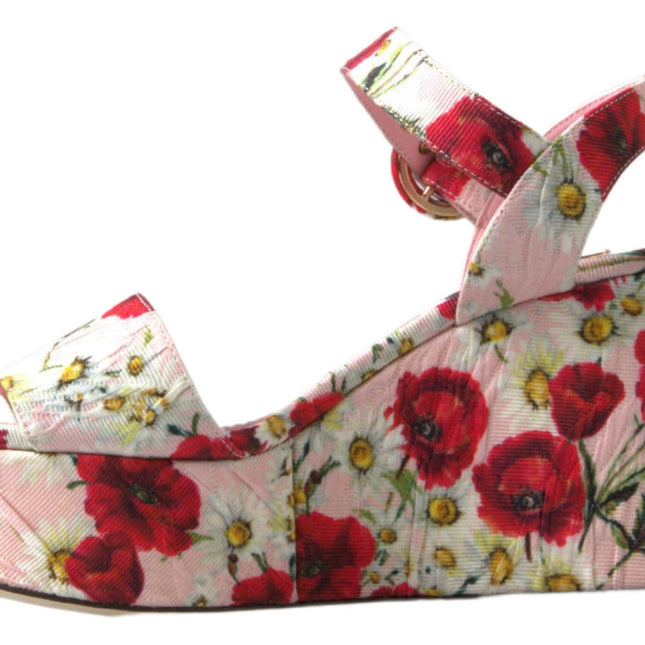 Dolce & Gabbana Multicolor floral print Wedges Floral Ankle Strap Sandals