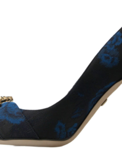 Dolce & Gabbana Blue Floral Ayers Crystal Pumps Shoes