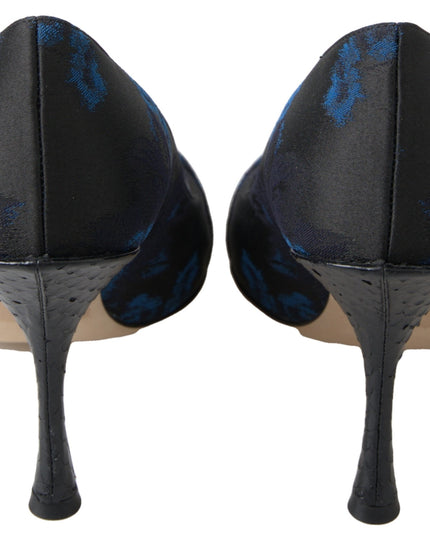 Dolce & Gabbana Blue Floral Ayers Crystal Pumps Shoes