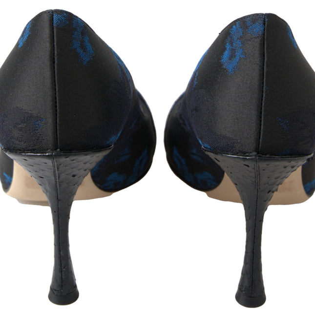 Dolce & Gabbana Blue Floral Ayers Crystal Pumps Shoes