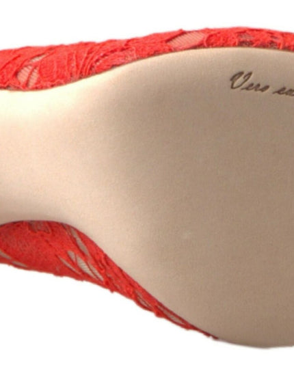 Dolce & Gabbana Red Taormina Lace Crystal Heels Pumps Shoes