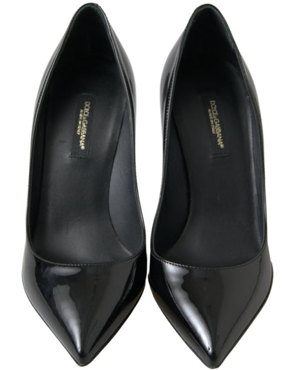 Dolce & Gabbana Black Patent Leather High Heels Pumps Shoes