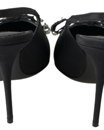 Dolce & Gabbana Black Crystal Embellished Slingback Heel Shoes