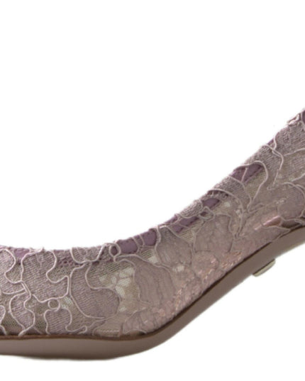 Dolce & Gabbana Pink Floral Lace DG Crystal Pumps Shoes
