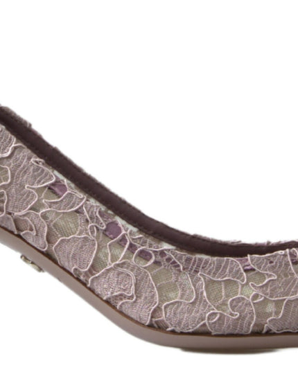 Dolce & Gabbana Pink Floral Lace DG Crystal Pumps Shoes
