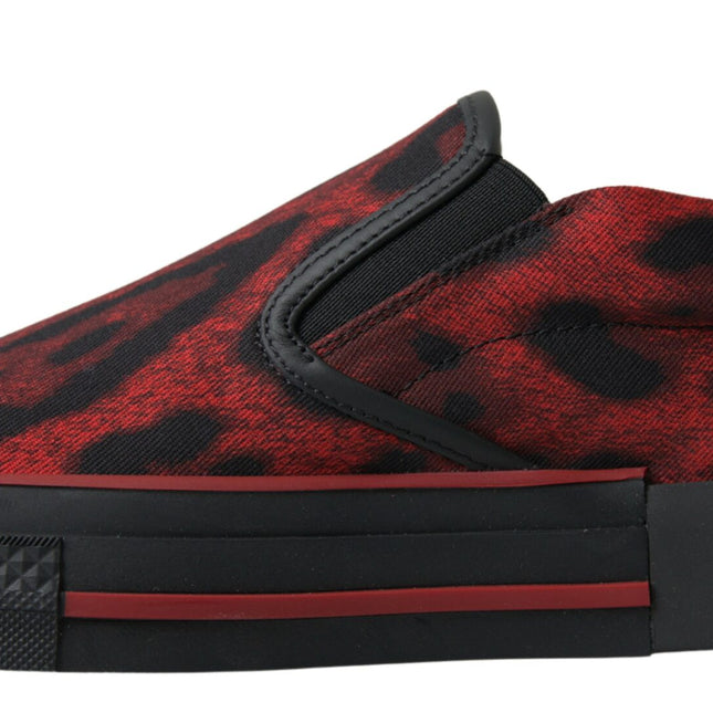 Dolce & Gabbana Red Black Leopard Loafers Sneakers Shoes